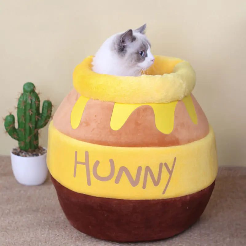 Honey Jar Plush Cat Bed
