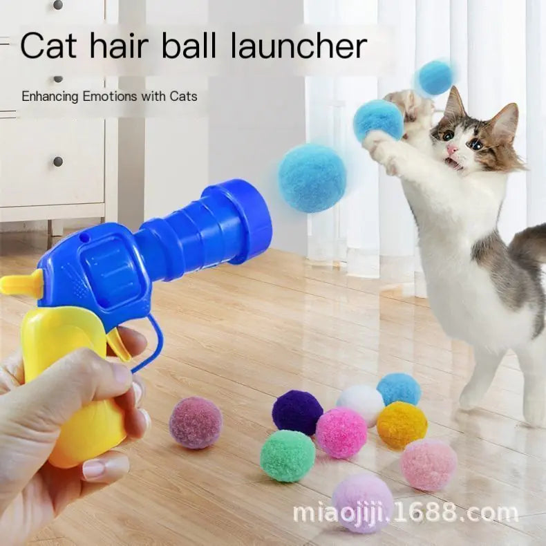 Cat Toy Launcher with Soft Balls for Playful Fun