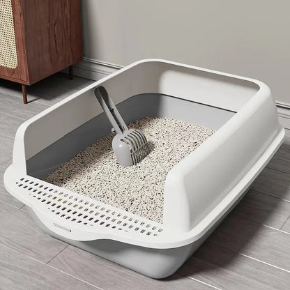 Large Semi-Enclosed Cat Litter Box with Removable Parts
