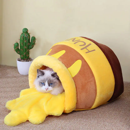 Honey Jar Plush Cat Bed